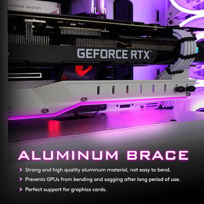 GPU Holder Brace Graphics Card GPU Support Video Card Holder Bracket with 5V 3 Pin ARGB LED, Video Card Sag Holder/Holster Bracket Support RX6700,RTX3090- 309Ez-White