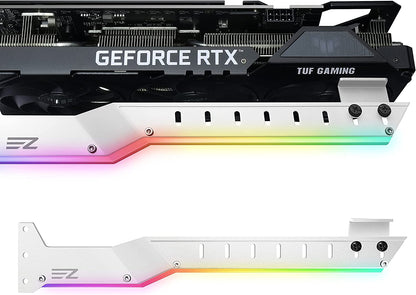 GPU Holder Brace Graphics Card GPU Support Video Card Holder Bracket with 5V 3 Pin ARGB LED, Video Card Sag Holder/Holster Bracket Support RX6700,RTX3090- 309Ez-White