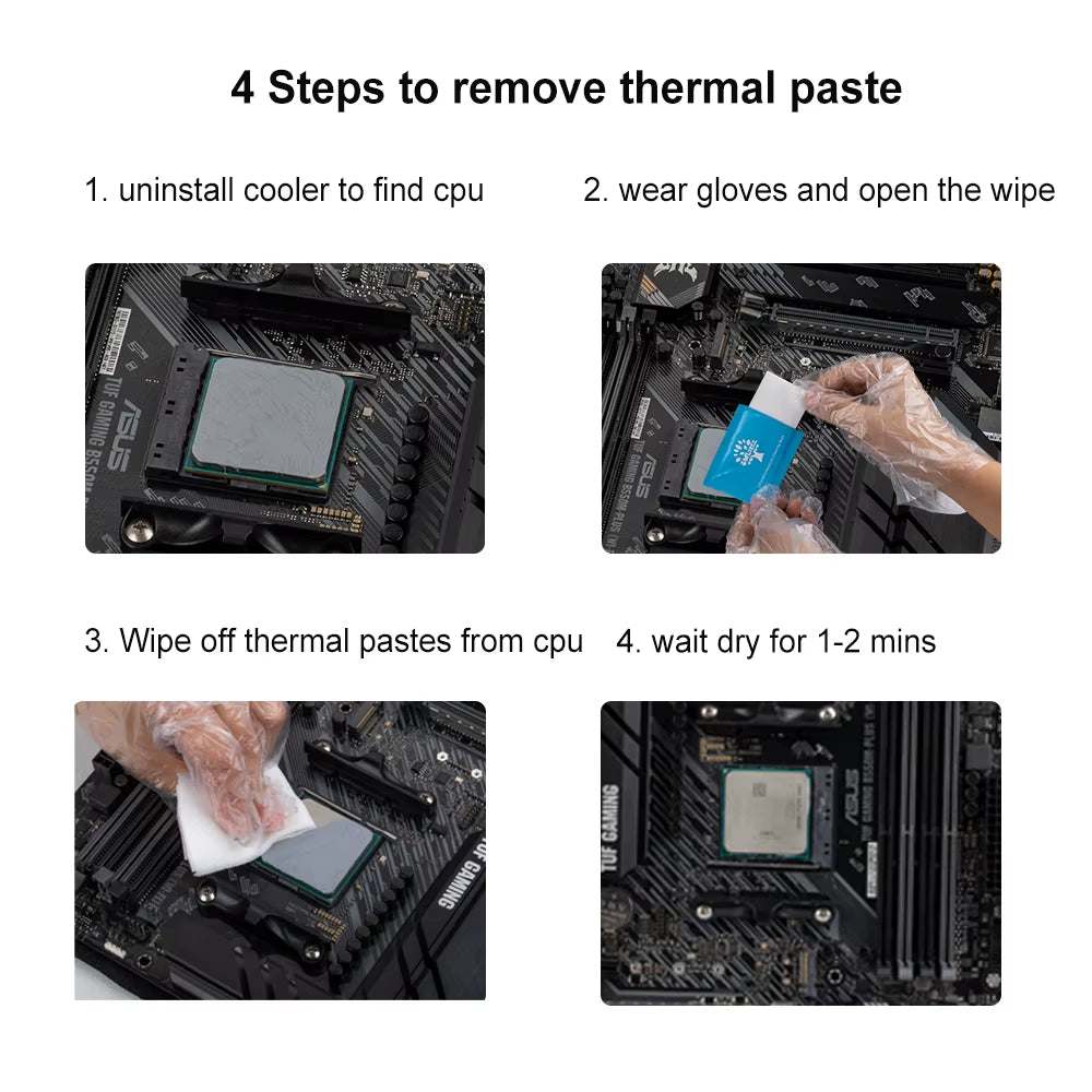 5Pcs Thermal Paste Cleaner Remover No Impurities Thermal Compound Cleaning Wipes for CPU GPU Heatsink Thermal Paste Grease