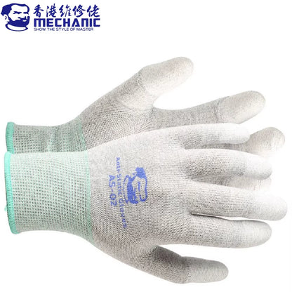 MECHANIC AS02 Carbon Fiber Anti-Static Gloves Elasticity Non-Slip PU Coating Layer Protective Glove Electronic Repair Hand Tools