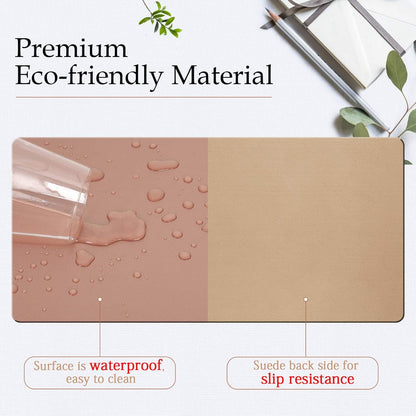 PU Leather Desk Pad with Suede Base, Multi-Color Non-Slip Mouse Pad, 36” X 17” Waterproof Desk Writing Mat, Large Desk Blotter Protector(Champagne Gold)